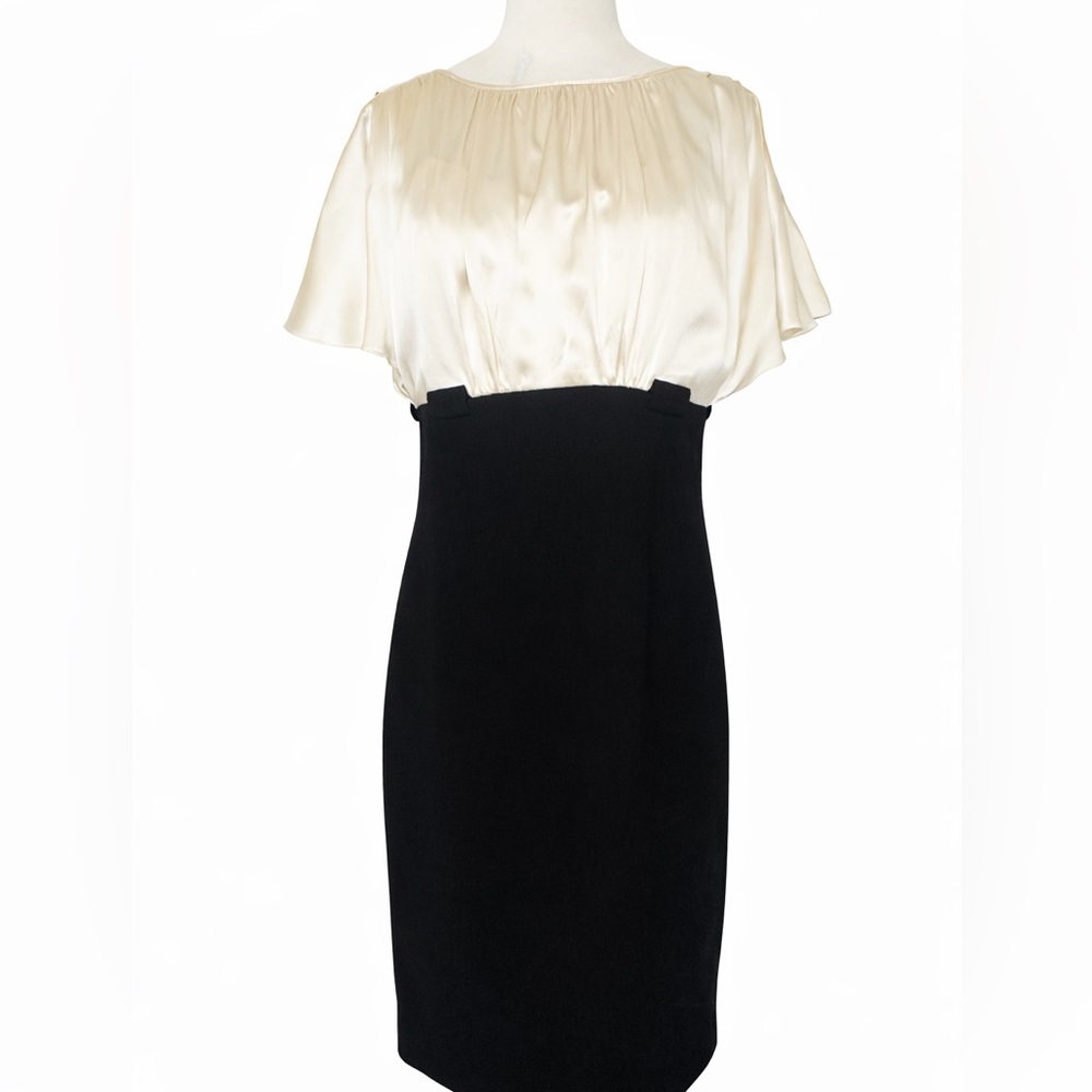 Calvin Klein Elegant Black and Cream Midi Dress